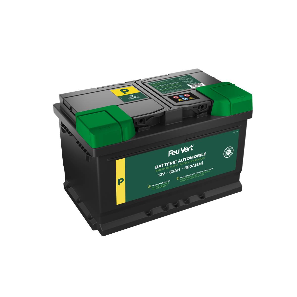Batterie Voiture Feu Vert P - 63ah / 600a - 12v