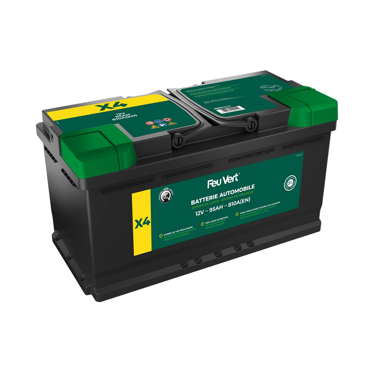 Batterie Feu Vert Start&stop X4 95ah / 810a 12v