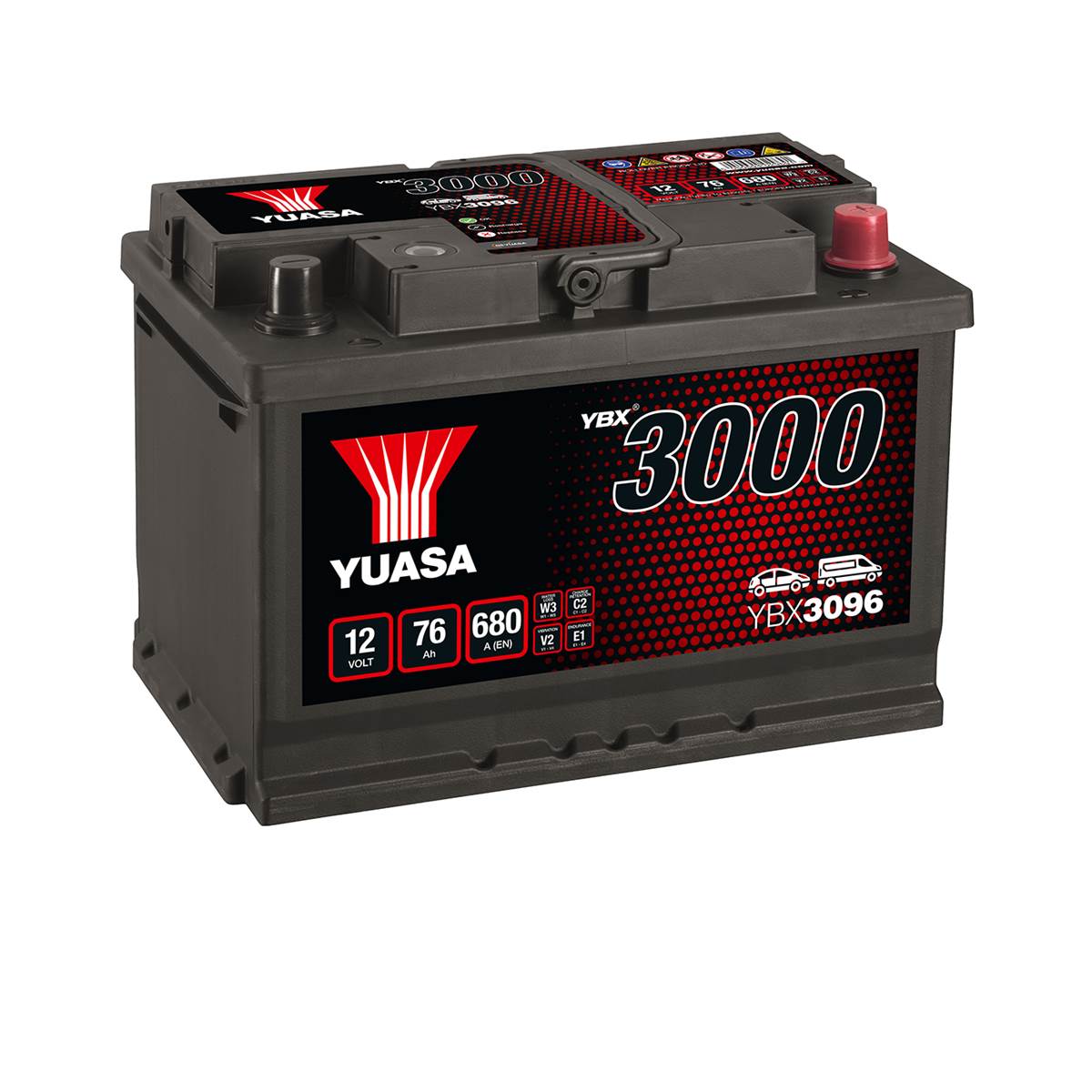 Batterie Voiture Yuasa Ybx3096- 76ah / 680a - 12v