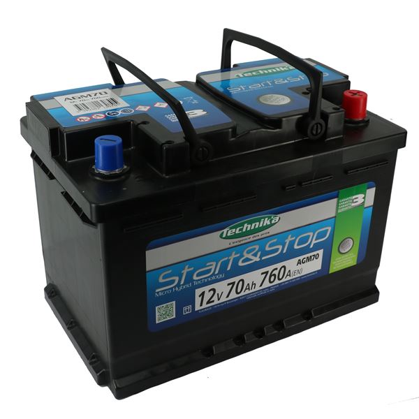 BATTERIE VOITURE TECHNIK'A AGM START & STOP - 70AH / 760A - 12V