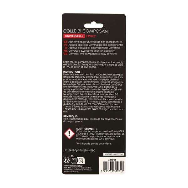 Colle bi composant universelle Epoxy 25 ml Autobest