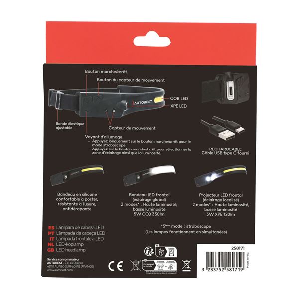 Lampe frontale rechargeable Autobest
