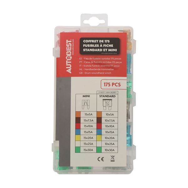 Coffret 175 fusibles à fiche, standards et minis Autobest