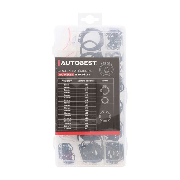 Coffret 300 circlips extérieurs 3/22 mm Autobest