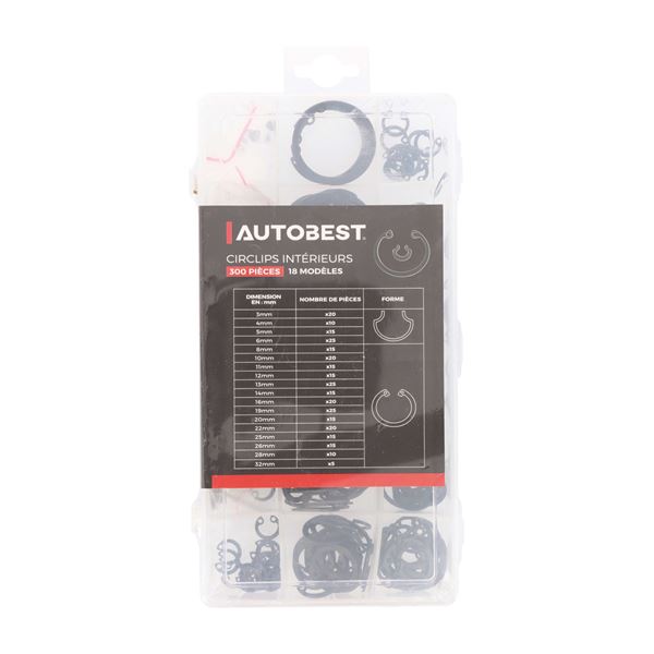 Coffret 300 circlips intérieurs 3/22 mm Autobest