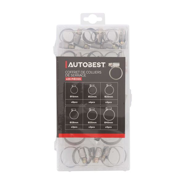 Coffret de 26 colliers de serrage 16/40 mm Autobest