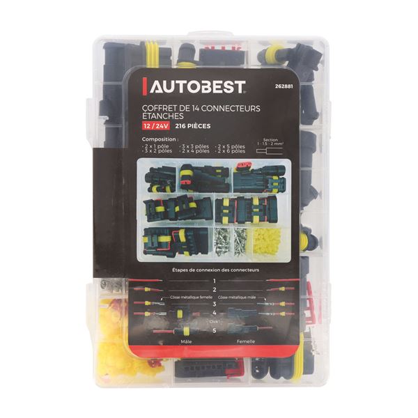 Coffret 216 connecteurs étanches 12/24V Autobest