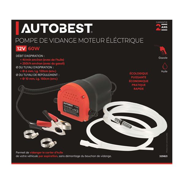 Pompe de vidange moteur électrique 12v, 60w Autobest