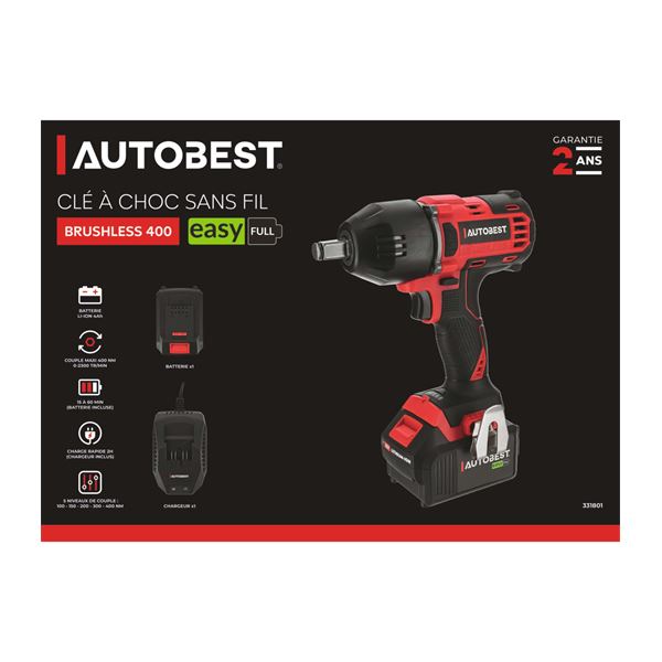 Clé à choc sans fil brushless 18V 4Ah 400 Nm Autobest