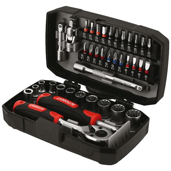 COFFRET DOUILLES ET TOURNEVIS A CLIQUET 1/4