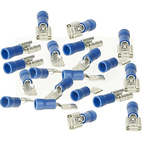 Cosses plates bleu 6,35mm x20