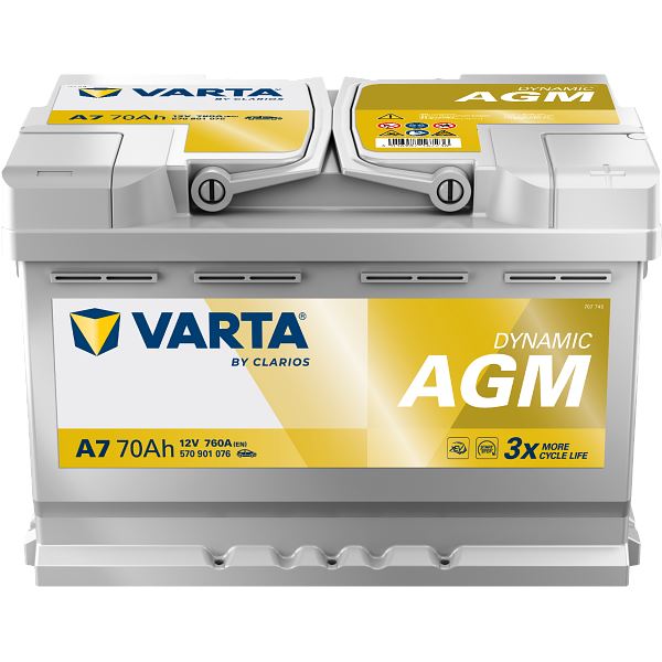 Batterie voiture Varta Dynamic AGM A7 XEV - 70Ah / 760A - 12V
