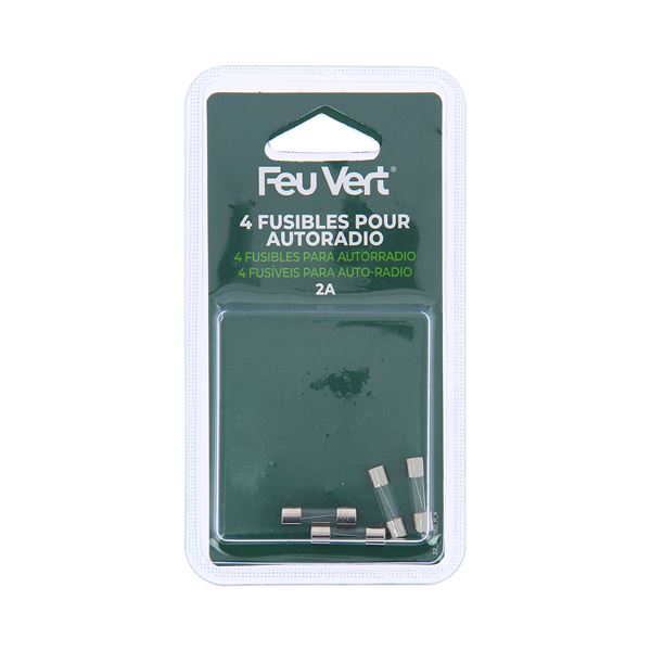 4 Fusibles verre radio 2A Feu Vert
