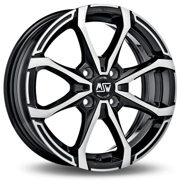 Jante aluminium Msw 14 pouces Noir Brillant Face Polie