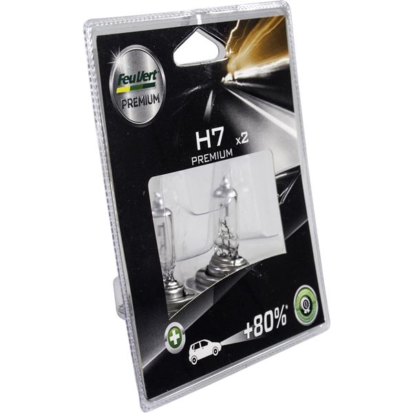 2 ampoules Feu Vert Premium effet Xenon H7