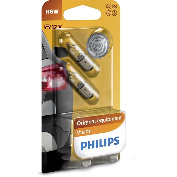 2 ampoules Philips premium Vision H6W - Feu Vert