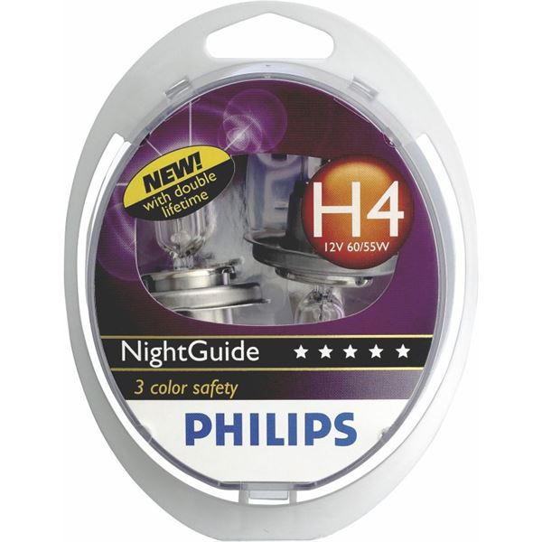 2 ampoules Philips H4 Night Guide