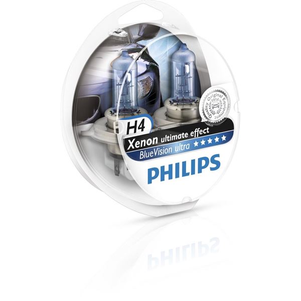 2 ampoules Philips premium White Vision H4 - Feu Vert