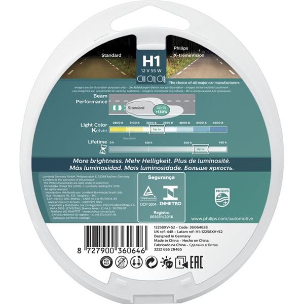 2 ampoules Philips premium X-treme Vision H1