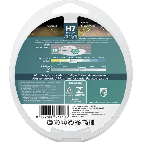 2 ampoules Philips premium X-treme Vision H7
