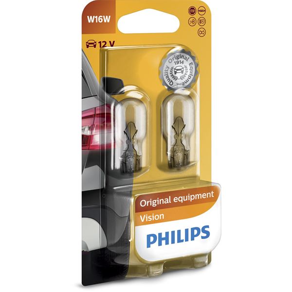 2 ampoules Philips premium W16W - Feu Vert