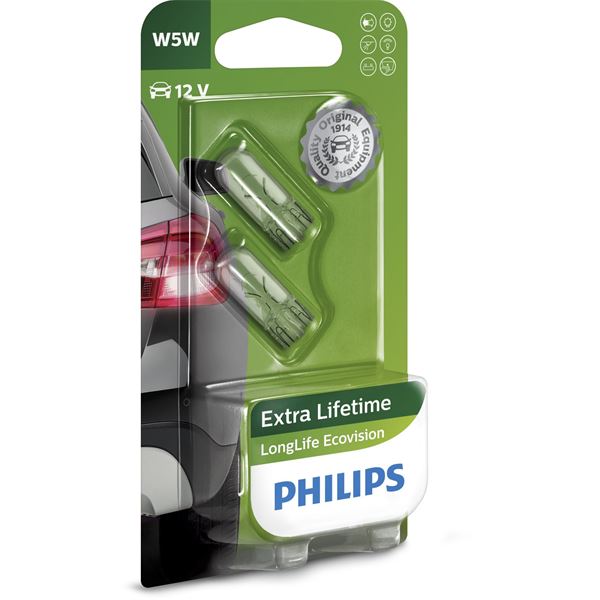 2 ampoules Philips premium W5W - Feu Vert