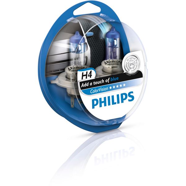 2 ampoules Philips premium Colorvision bleue H4 - Feu Vert