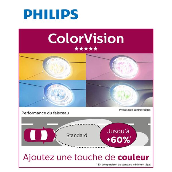2 ampoules Philips premium Colorvision jaune H7