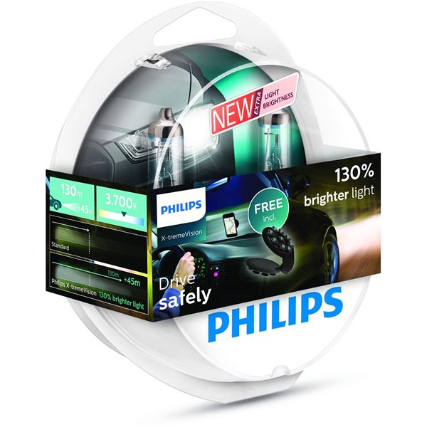 2 ampoules Philips premium X-treme Vision H7 - offre spéciale - Feu Vert