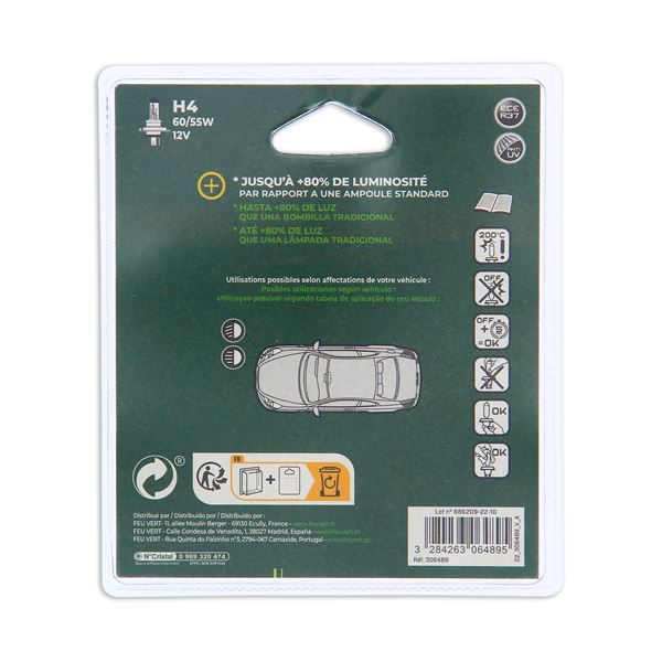 1 ampoule Philips premium Vision H4 - Feu Vert