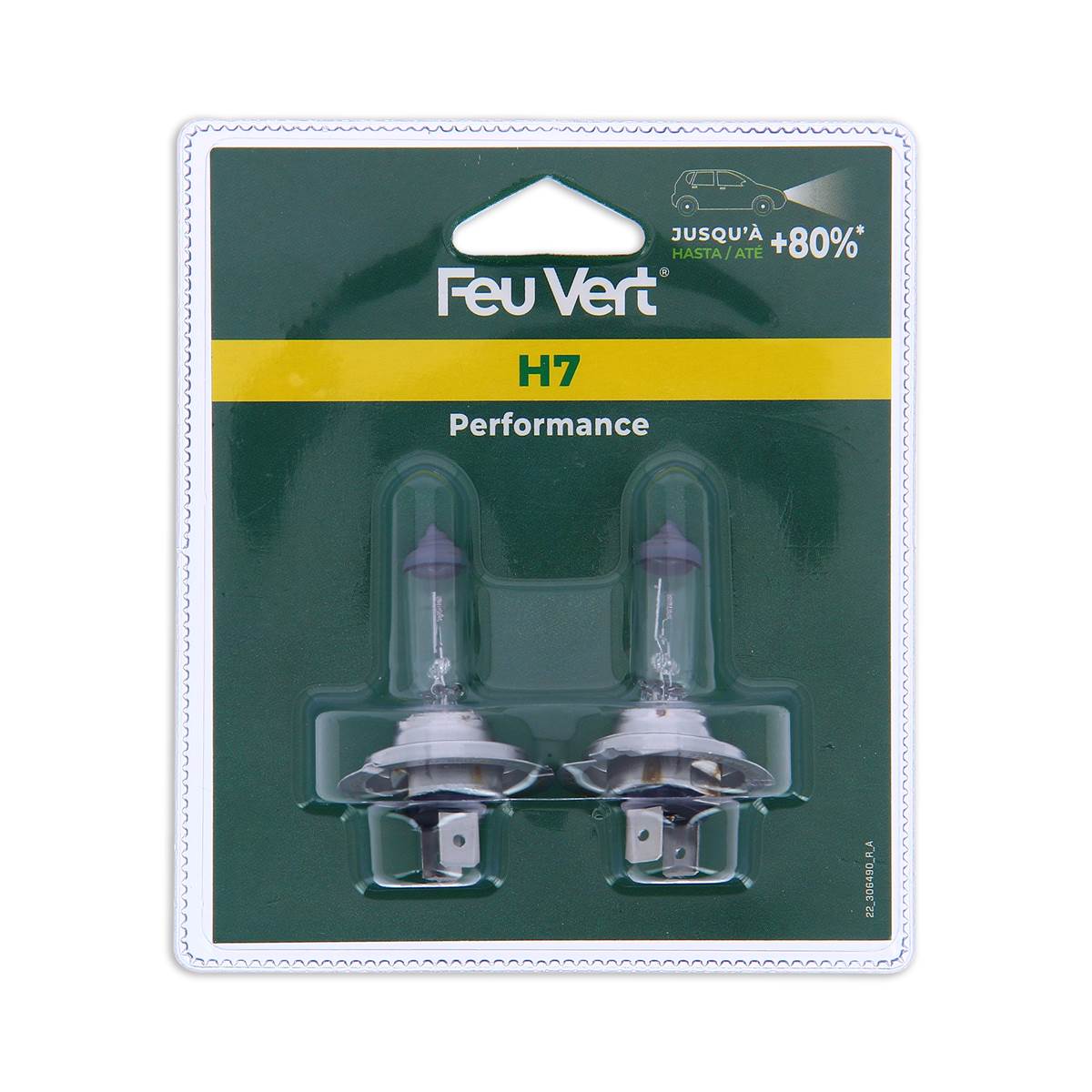 2 ampoules Feu Vert Premium +80% H7