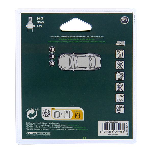 2 ampoules Feu Vert H7