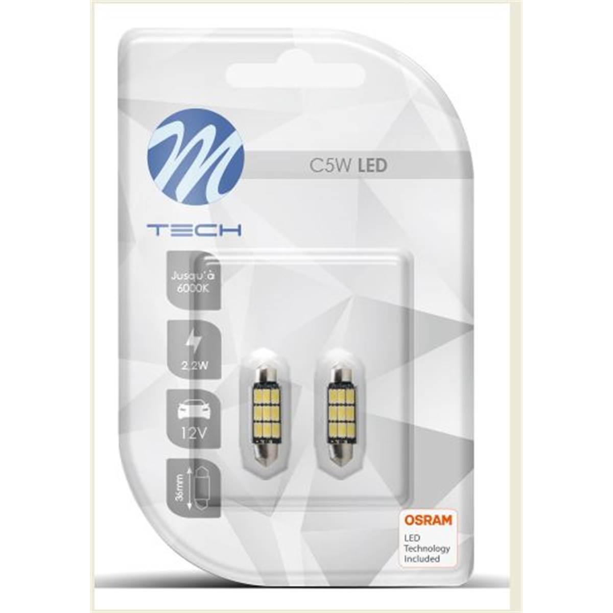 2 ampoules M-Tech LED 6000 K C5W 36mm