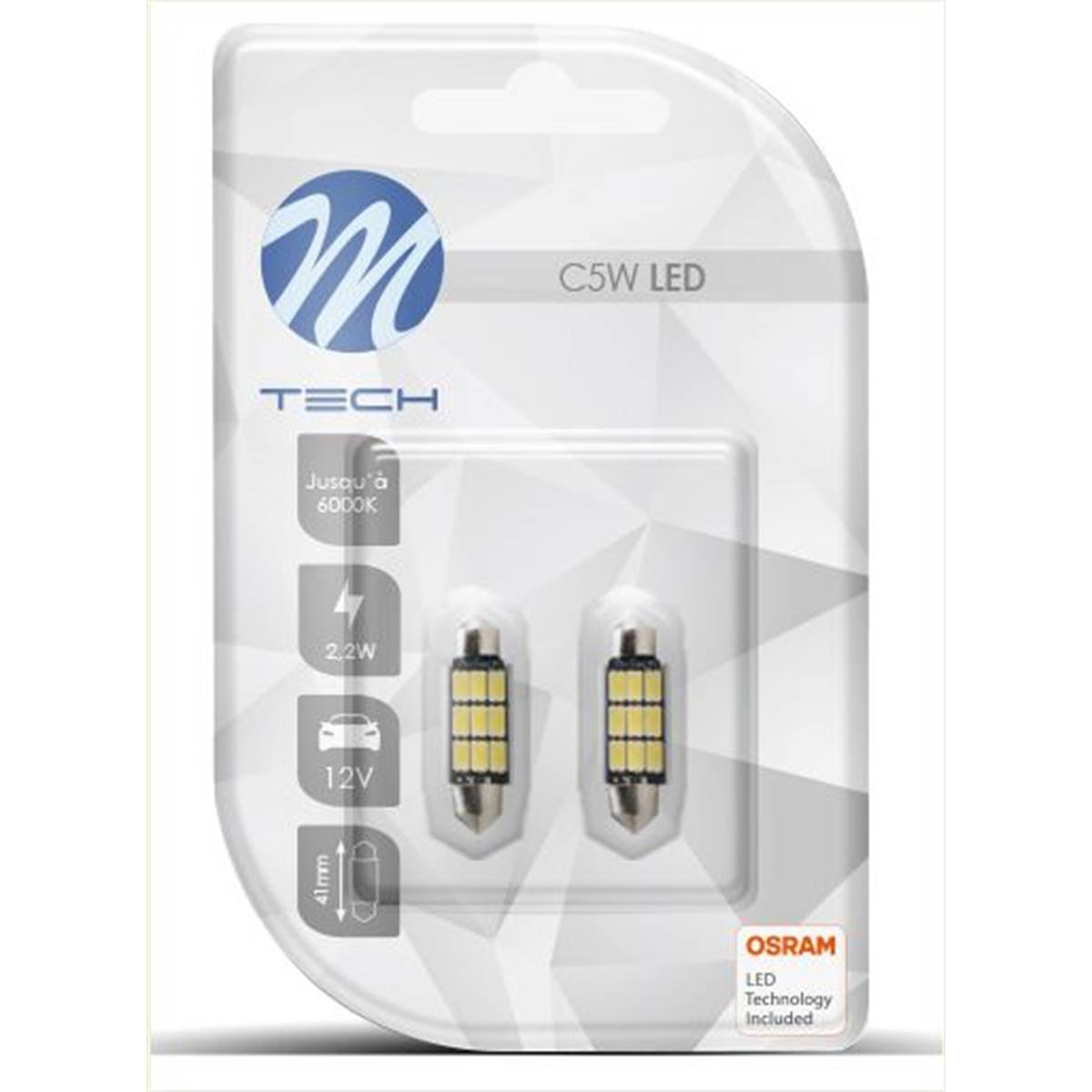 2 ampoules M-Tech LED 6000 K C5W 41mm