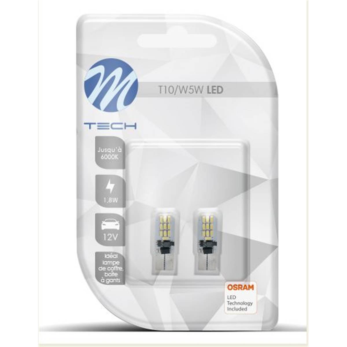 Ampoules (2 pièces) M-tech Led 6000 K W5w/t10 - Idéal Coffre, Boîte À Gants