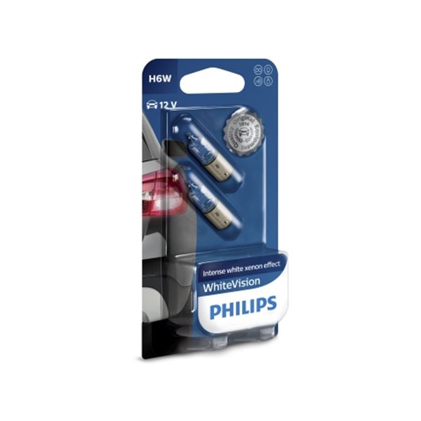 2 ampoules Philips premium White Vision H6W - Feu Vert