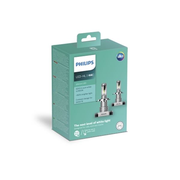 2 ampoules Philips premium LED Ultinon H4 - Feu Vert