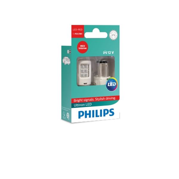 2 ampoules Philips premium LED P21/5W rouge - Feu Vert
