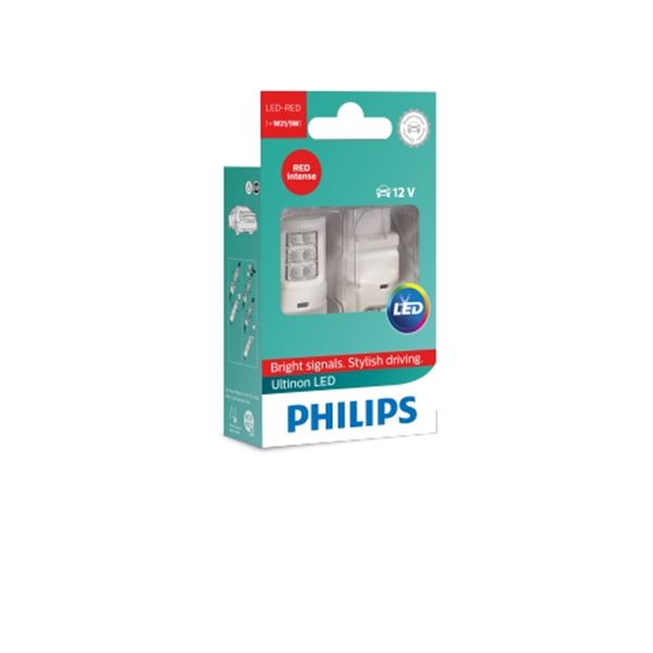 2 ampoules Philips premium LED W21/5W rouge - Feu Vert