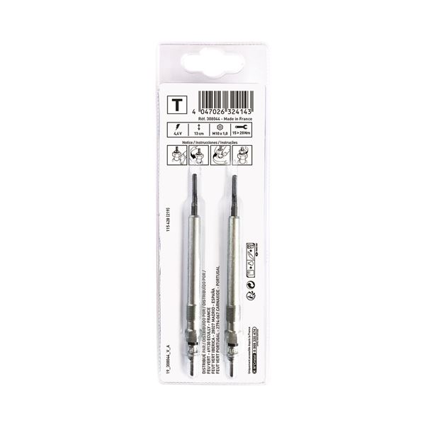 2 bougies de préchauffage Feu Vert T