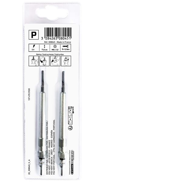 2 bougies de préchauffage diesel Feu Vert P