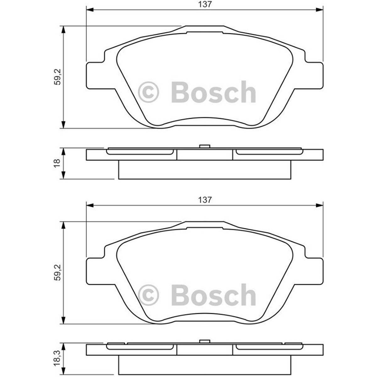 Plaquettes de frein avant (4 pièces) Bosch Bp1360