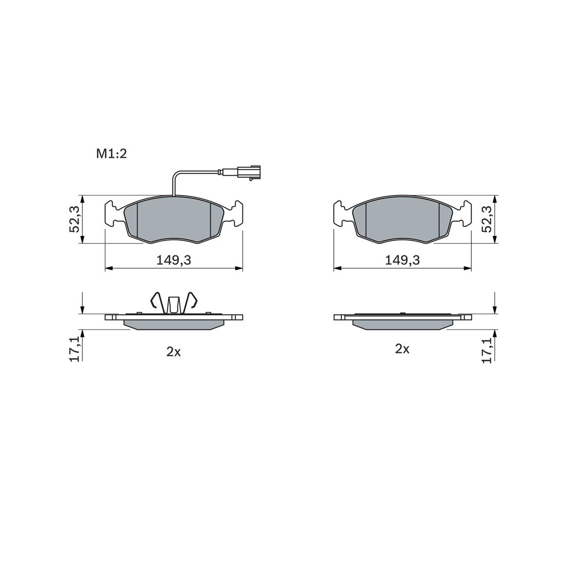 Plaquettes de frein avant (4 pièces) Bosch Bp1384