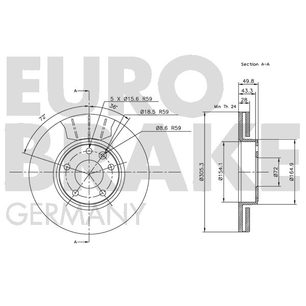 1 disque de frein avant Eurobrake 5815203639