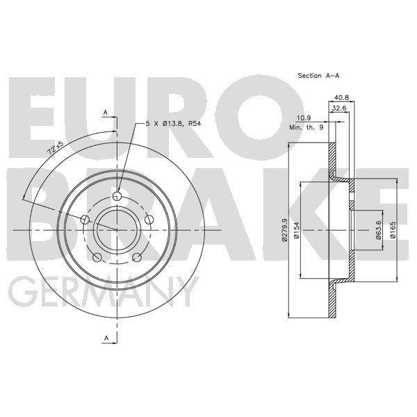 2 disques de frein arrière Eurobrake 5815204847