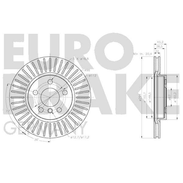 2 disques de frein avant Eurobrake 2015116