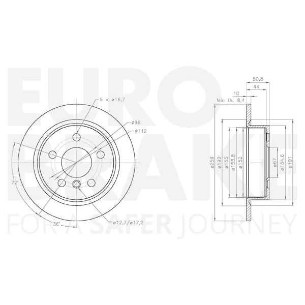 2 disques de frein arrière Eurobrake 314049