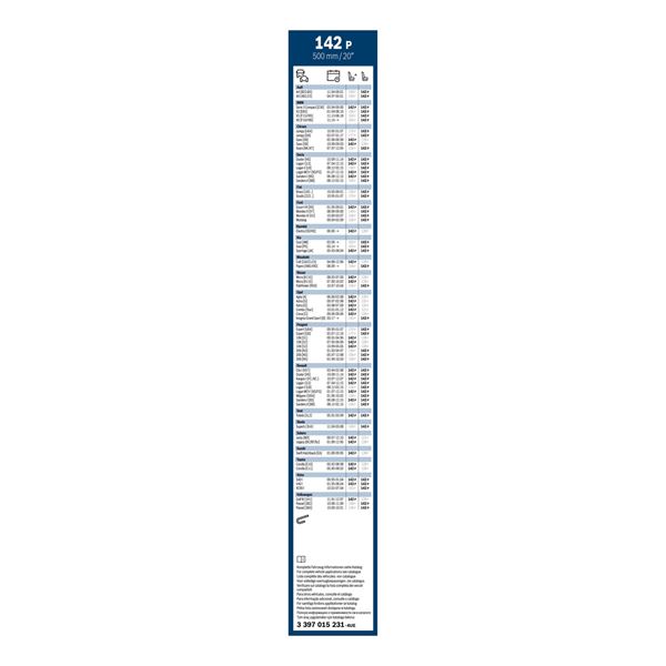 1 balai d'essuie-glace Bosch 142P