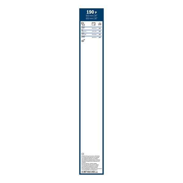 2 balais d'essuie-glace Bosch 190P