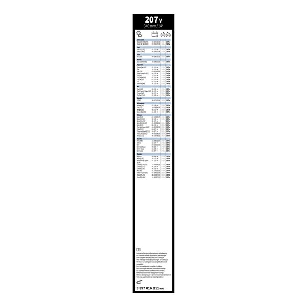 1 balai d'essuie-glace Bosch 207V